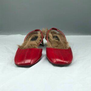 Gucci Red Leather Fur-Lined Women's Shoes 💯 authentic.